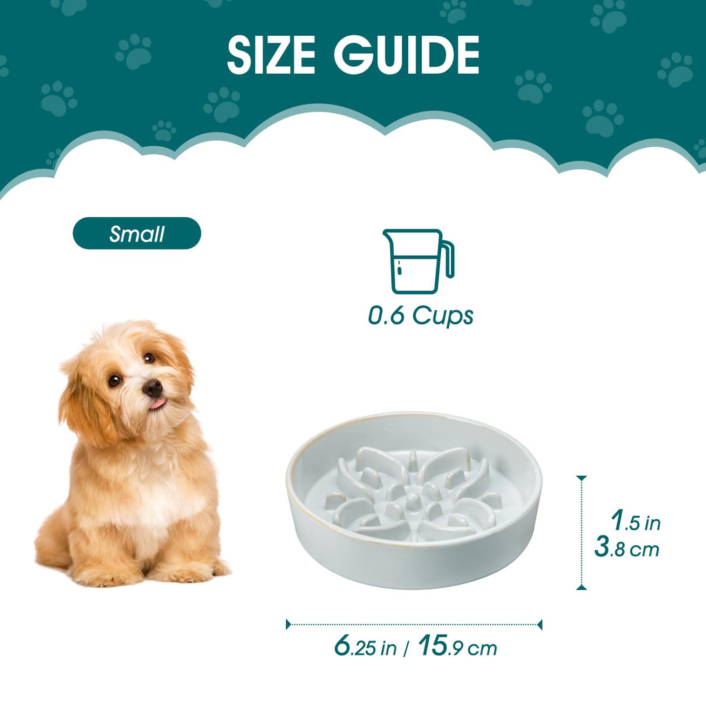 vancasso Ceramic Slow Feeder Dog Bowls, Puzzle Dog Food Bowls with Floral Maze, Anti -Slip Pet Food Dish for Small Breed, 0.6 Cups, Pink