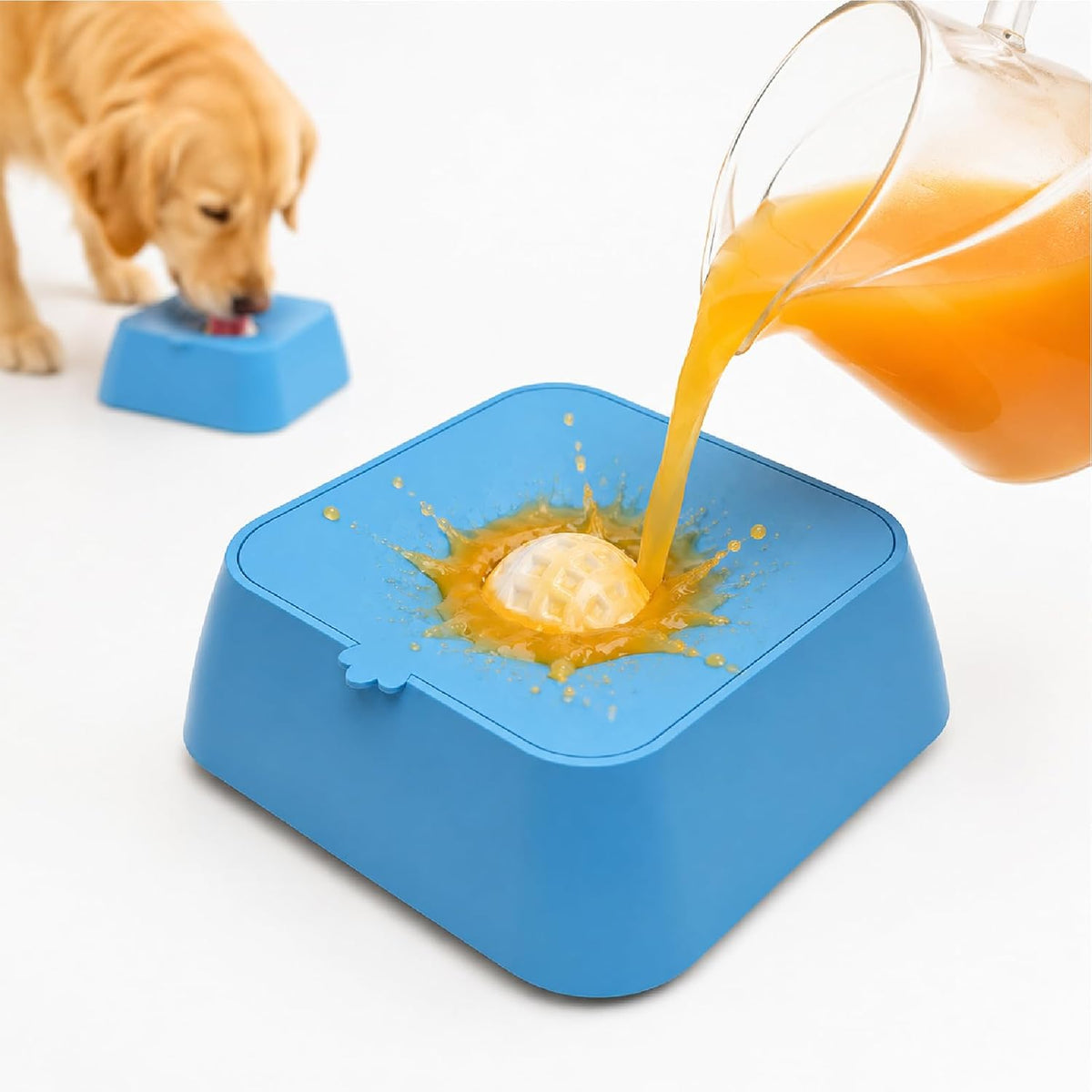 Slow Feeder Dog Bowls with Rolling Ball, Interactive Puzzle Foods for Medium & Large Dogs Bowl that Fast Eaters Non-Slip Pet Bowl