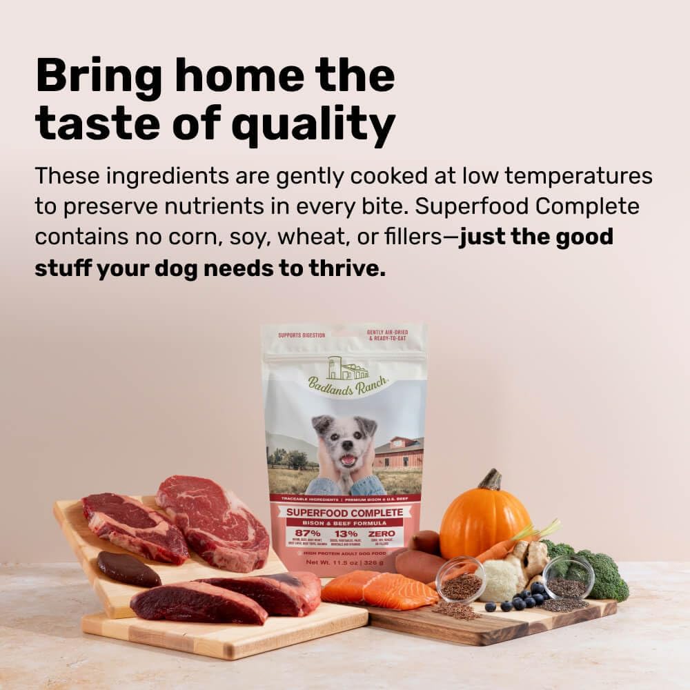 BADLANDS RANCH Air-Dried Fish & Turkey Dog Food, 87% Meat, 24 oz
