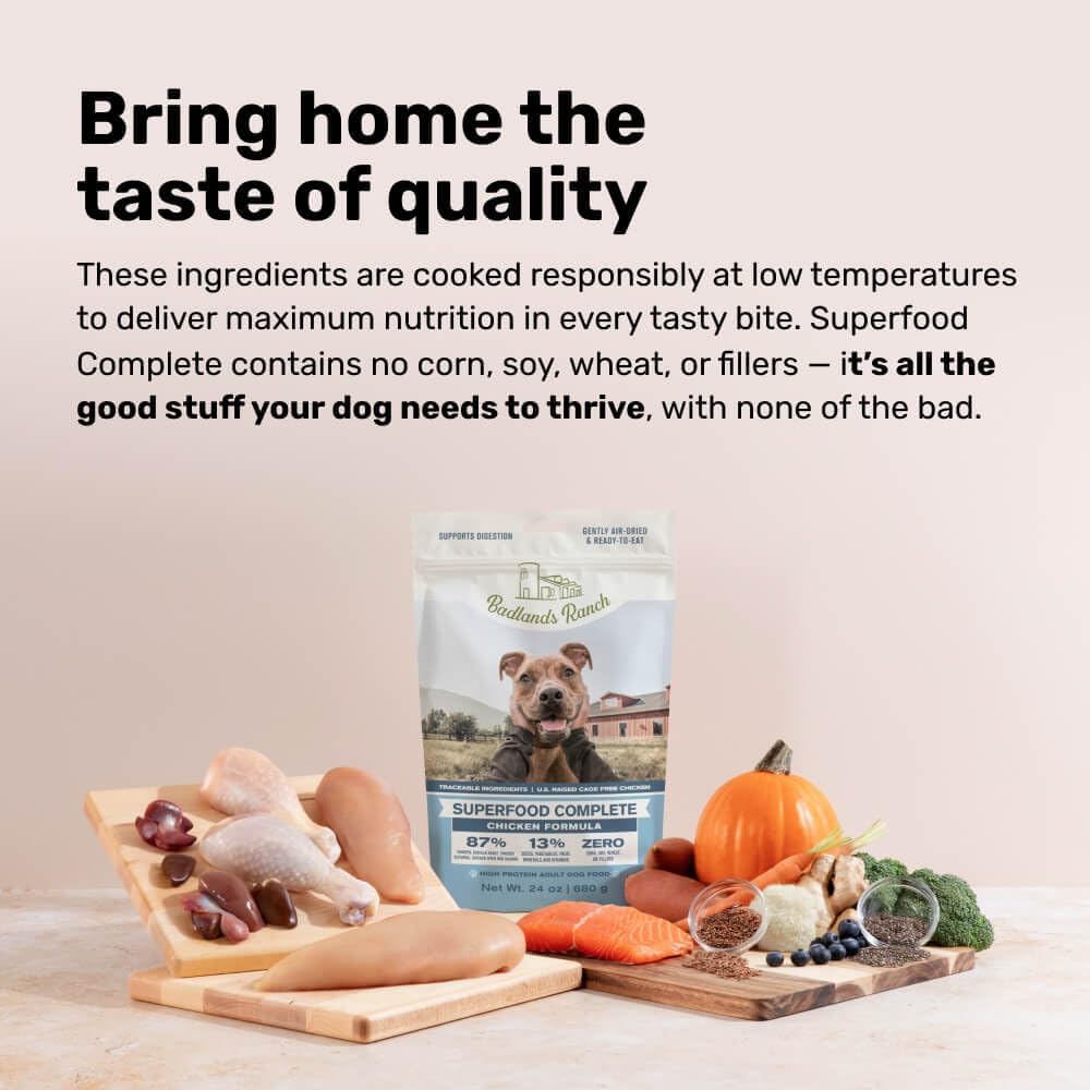 BADLANDS RANCH Air-Dried Fish & Turkey Dog Food, 87% Meat, 24 oz