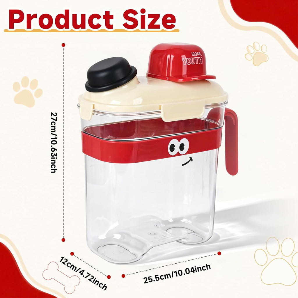 Cute Dog Food Storage Container, Airtight Small Portable Dog Food Container with Measuring Cup and Handle, Aesthetic Dog Food Storage Container for Countertop, 8.66'' Tall × 4.3'' Wide