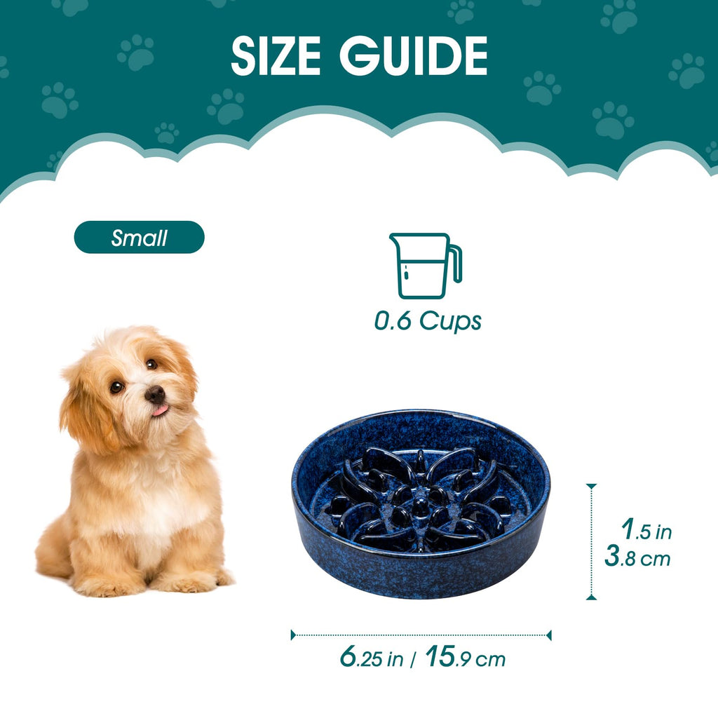 vancasso Ceramic Slow Feeder Dog Bowls, Puzzle Dog Food Bowls with Floral Maze, Anti -Slip Pet Food Dish for Small Breed, 0.6 Cups, Pink