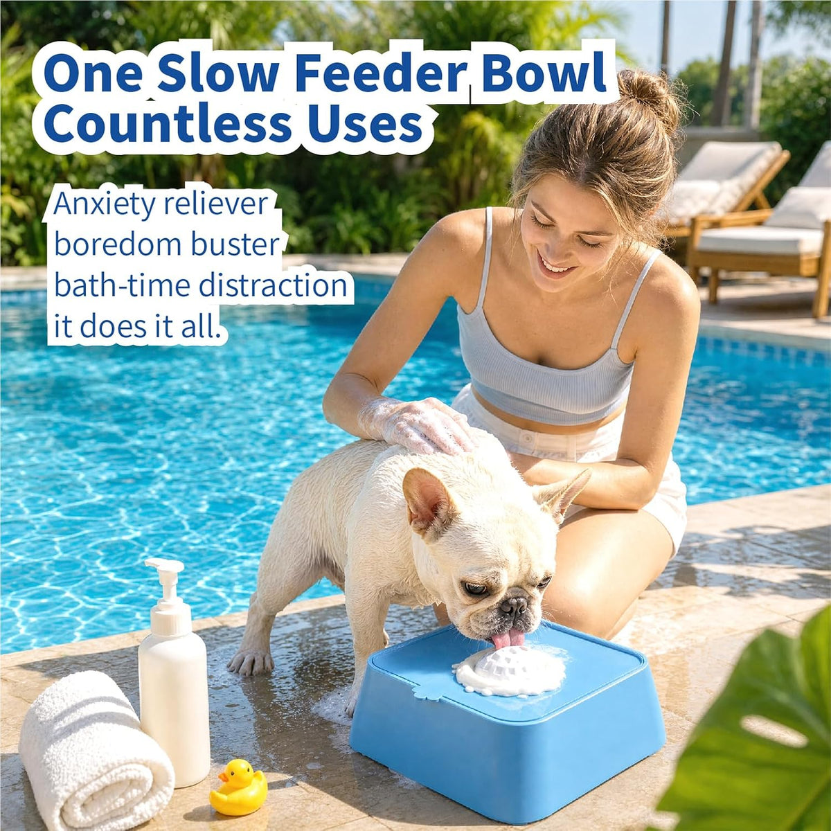 Slow Feeder Dog Bowls with Rolling Ball, Interactive Puzzle Foods for Medium & Large Dogs Bowl that Fast Eaters Non-Slip Pet Bowl