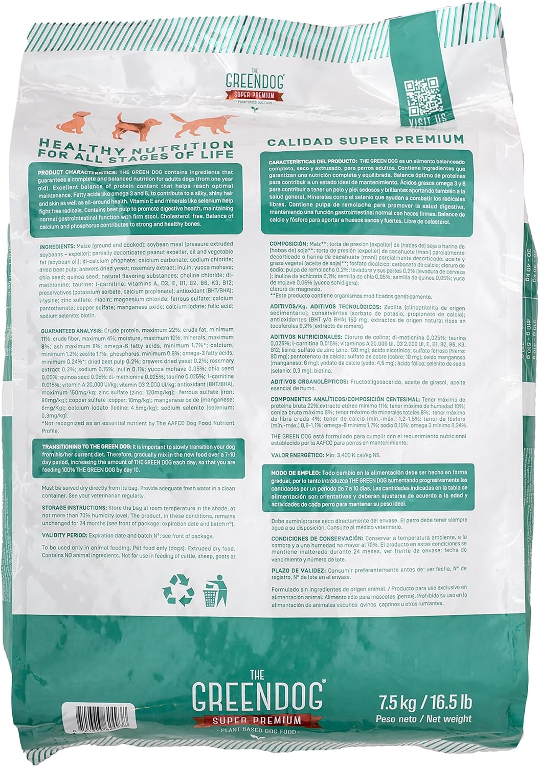 Super Premium - Adult Small Bite - 16.5 Lb Bag Dog Food - Plant Based Protein, Vegan Dry Pet Kibble, Gluten Free, Complete Nutrition